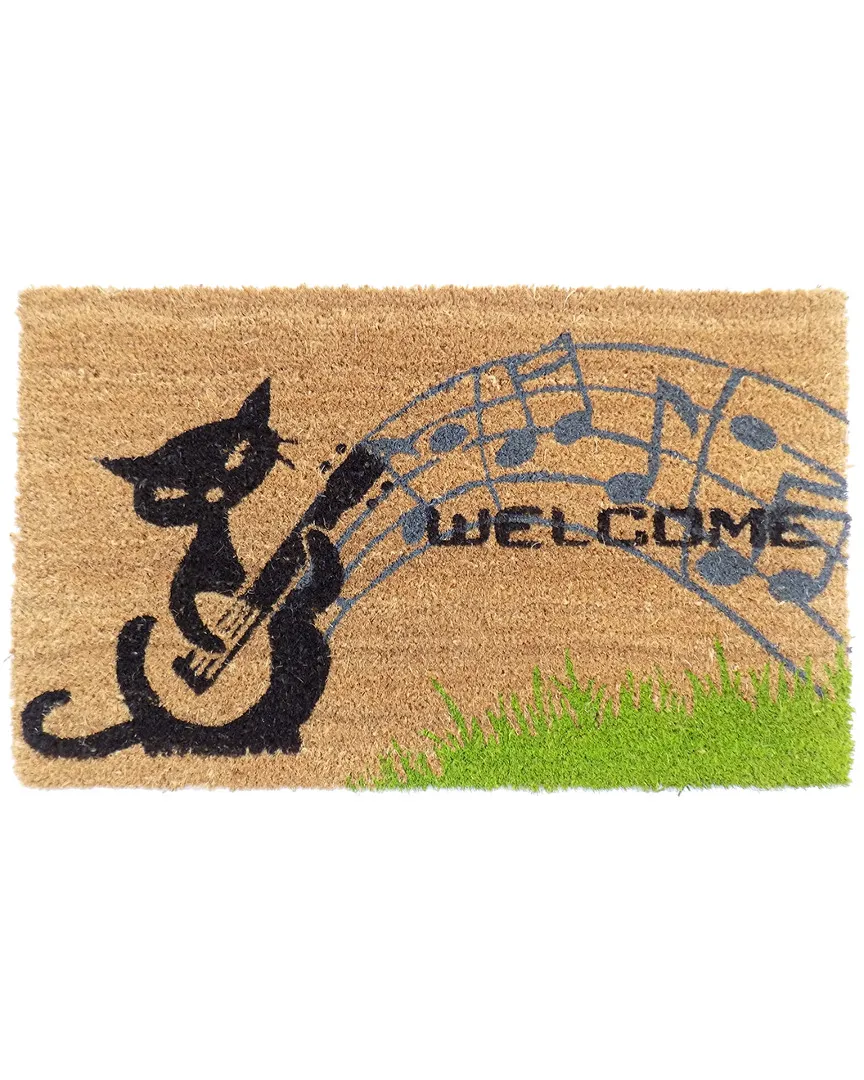 Musical Cat Handmade Doormat - Brown image