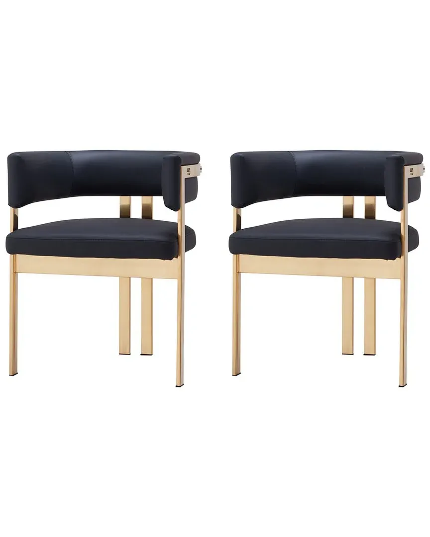 Set of 2 Faux Leather Dining Chairs - Black image