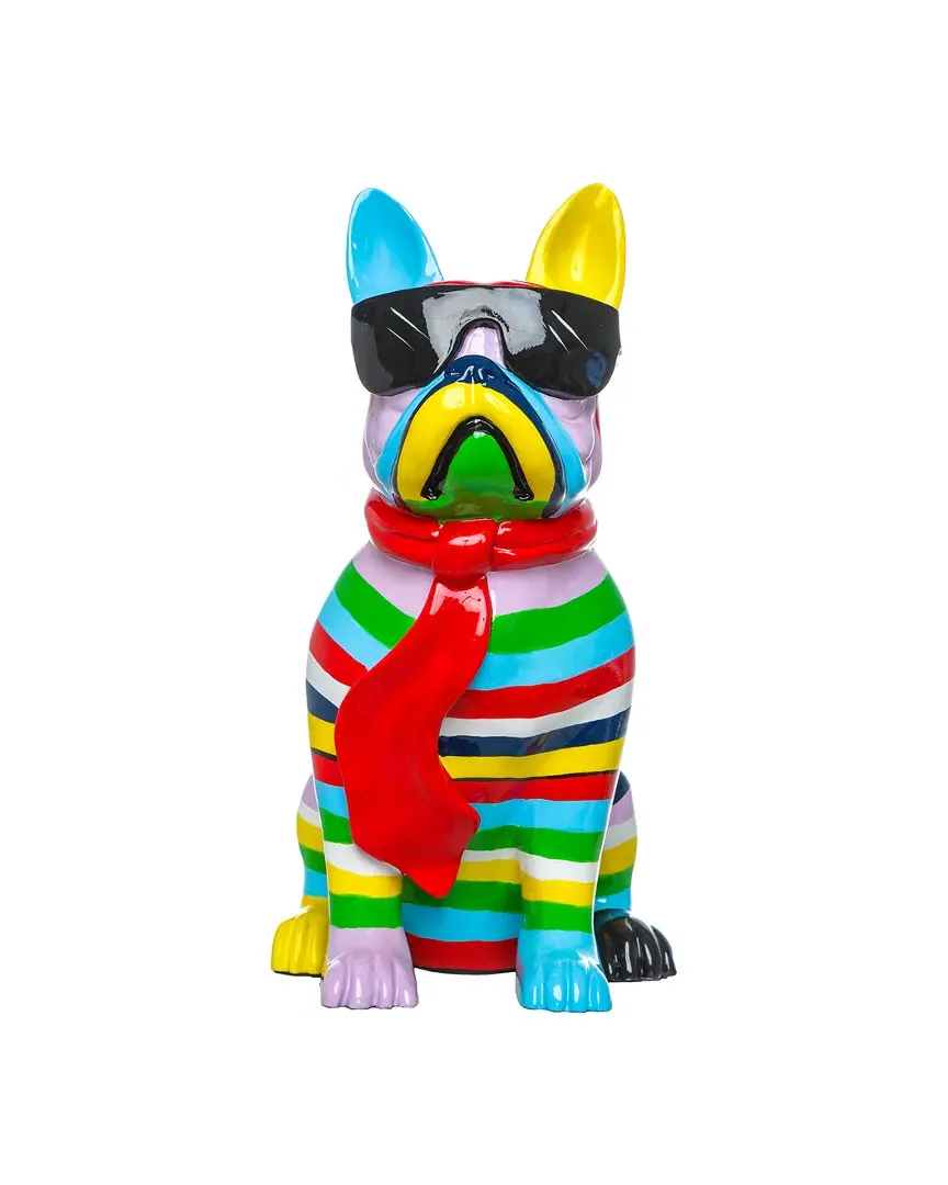 Plus Stripe Dog with Glasses Figurine - Multicolor, Resin
