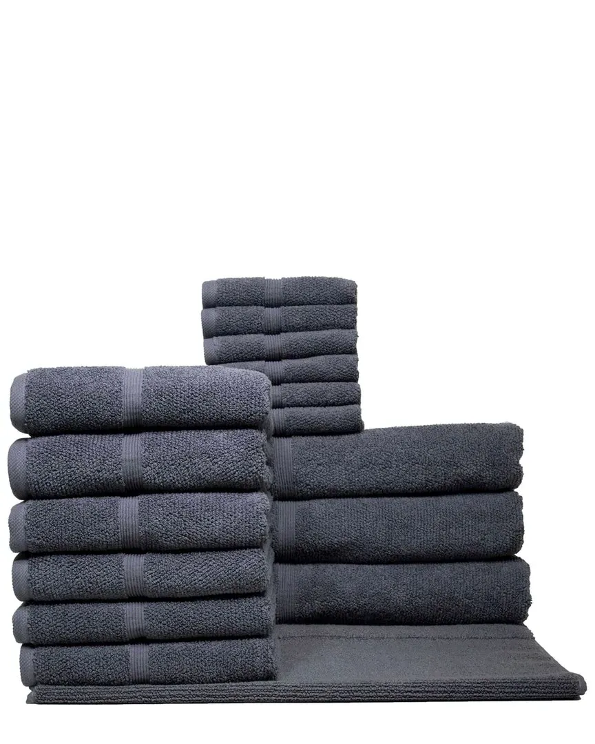 Ivy Collection 16pc Rice Effect Towel Set - Grey, Cotton image