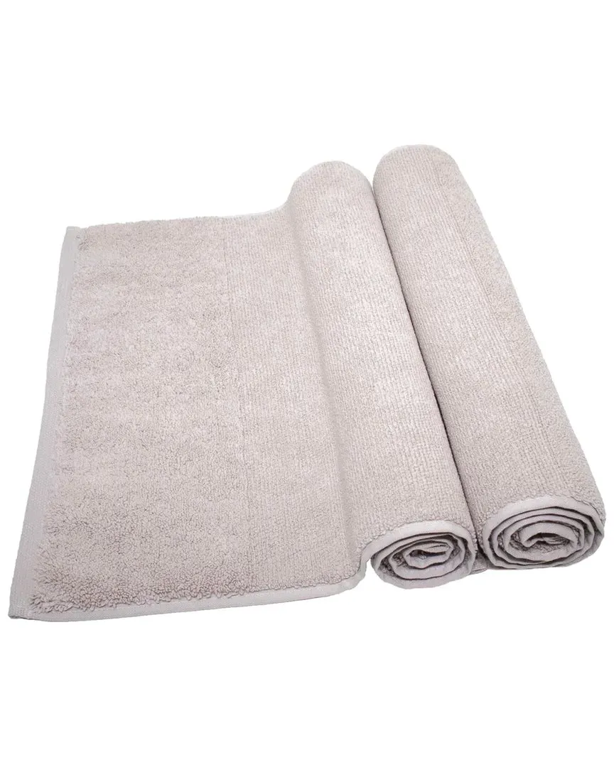 Set of 2 Rice Effect Bath Mats - Mauve, Cotton