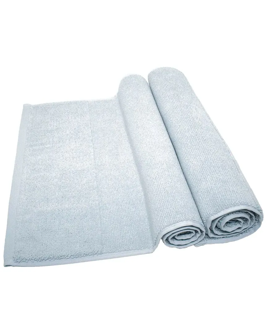 Set of 2 Rice Effect Bath Mats - Mint, Cotton