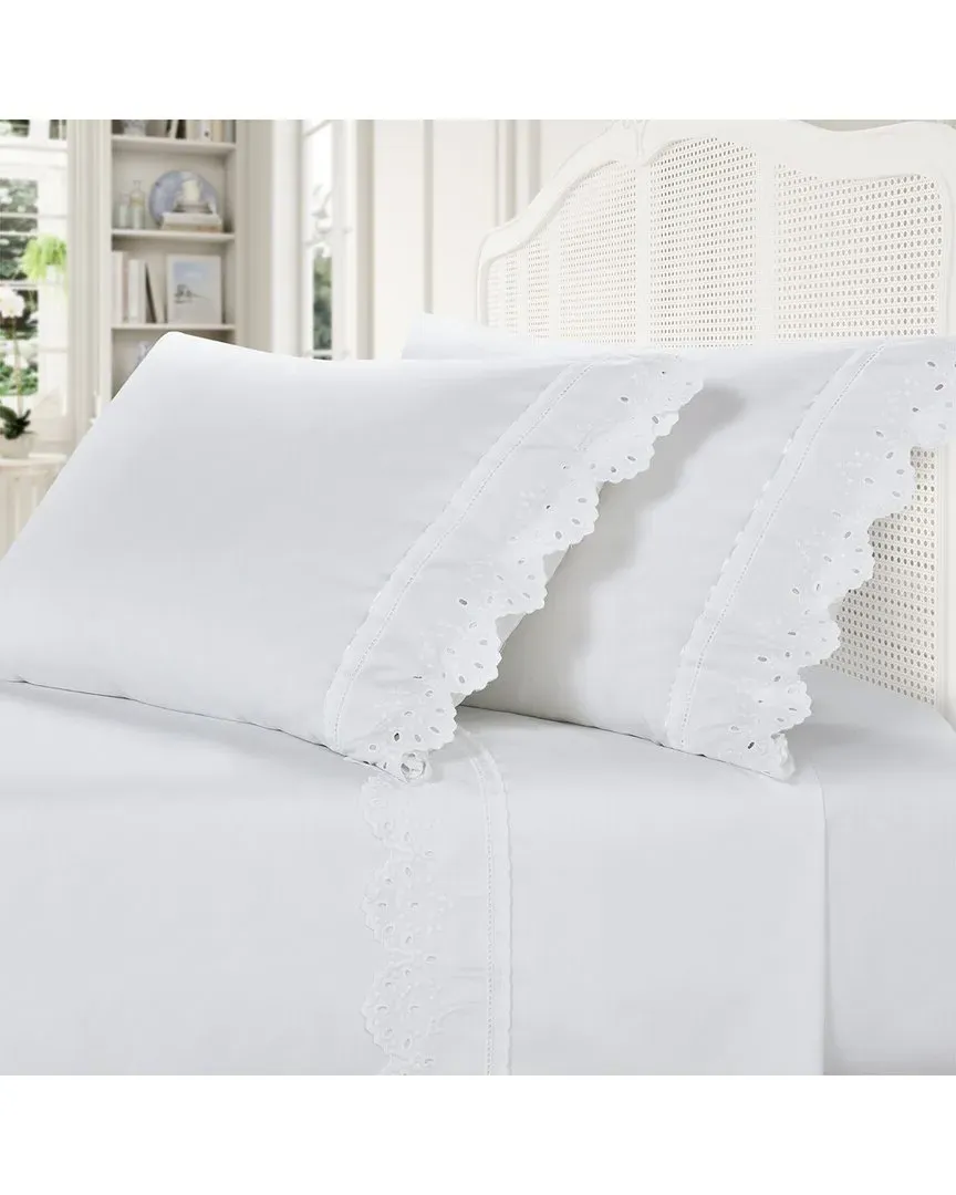 200 Thread Count Eyelet Sheet Set - White, Cotton image