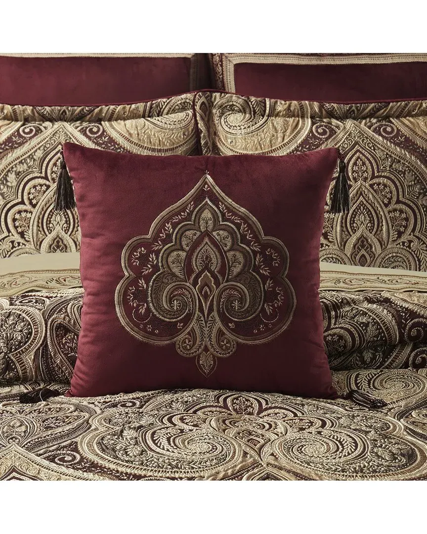 Calistoga 18in Square Embellished Decorative Throw Pillow - Crimson