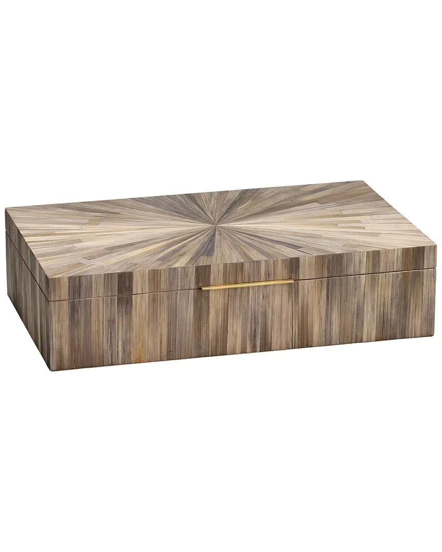 Palm Marquetry Storage Box - Grey, Straw image