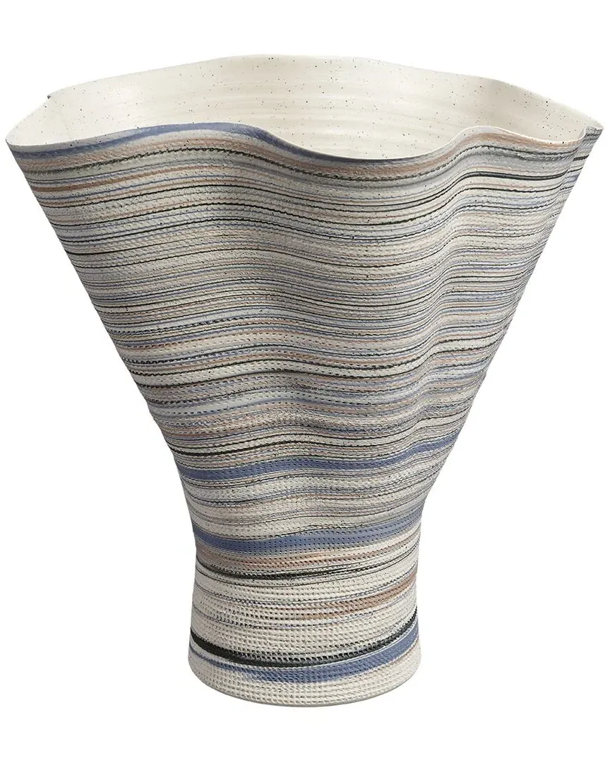 Splayed Porcelain Decorative Vase - Blue image