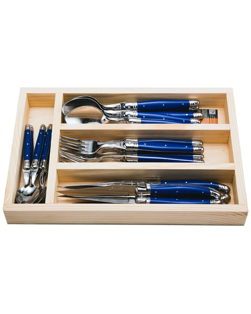 Laguiole 24pc Flatware Set - Blue, Stainless Steel image
