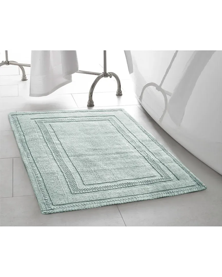 Cotton Stonewash Racetrack Bath Rug Set - Aqua image