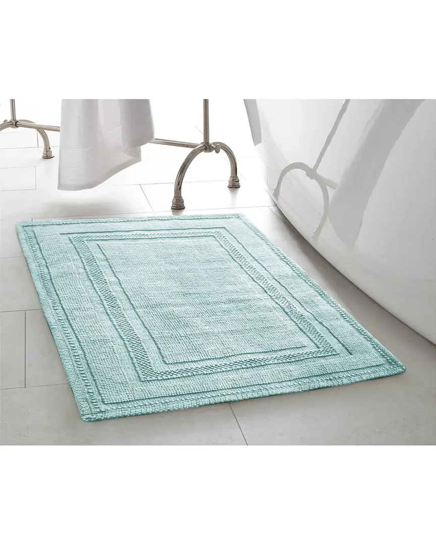 Cotton Stonewash Racetrack Bath Rug Set - Marine Blue