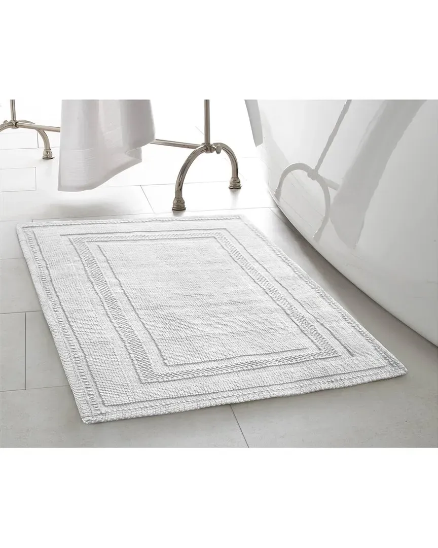 Cotton Stonewash Racetrack Bath Rug Set - White