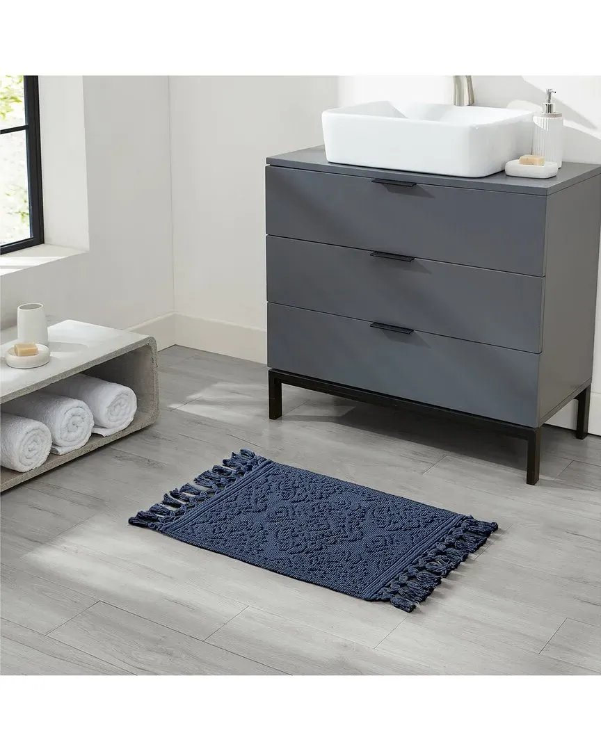 Ricardo Cotton Fringe Bath Rug Set - Indigo