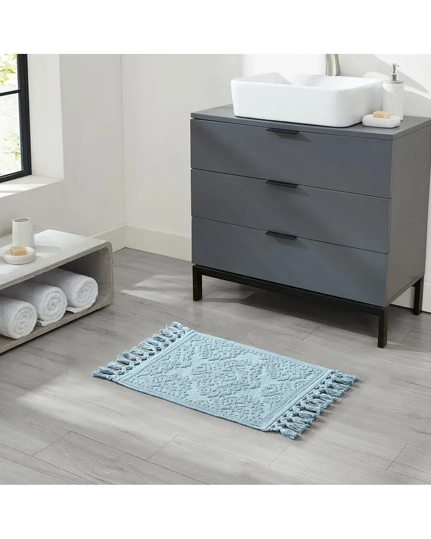 Ricardo Cotton Fringe Bath Rug Set - Light Blue