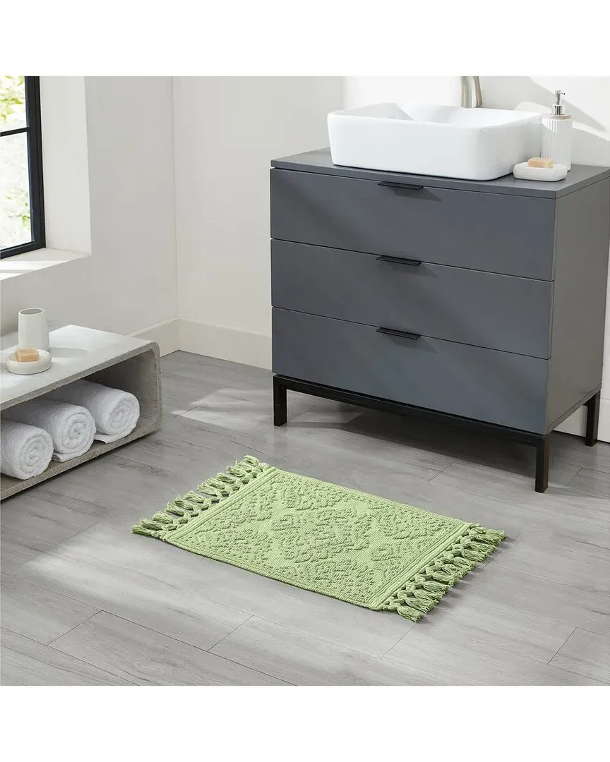 Ricardo Cotton Fringe Bath Rug Set - Sage Green