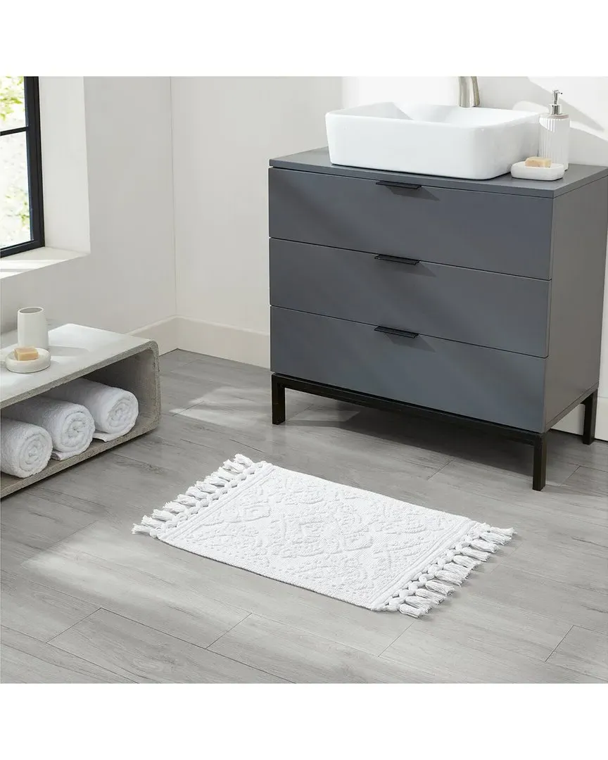 Ricardo Cotton Fringe Bath Rug Set - White