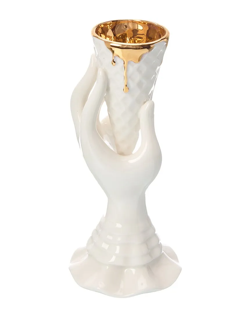 Gilded I-Scream Vase - White, Porcelain