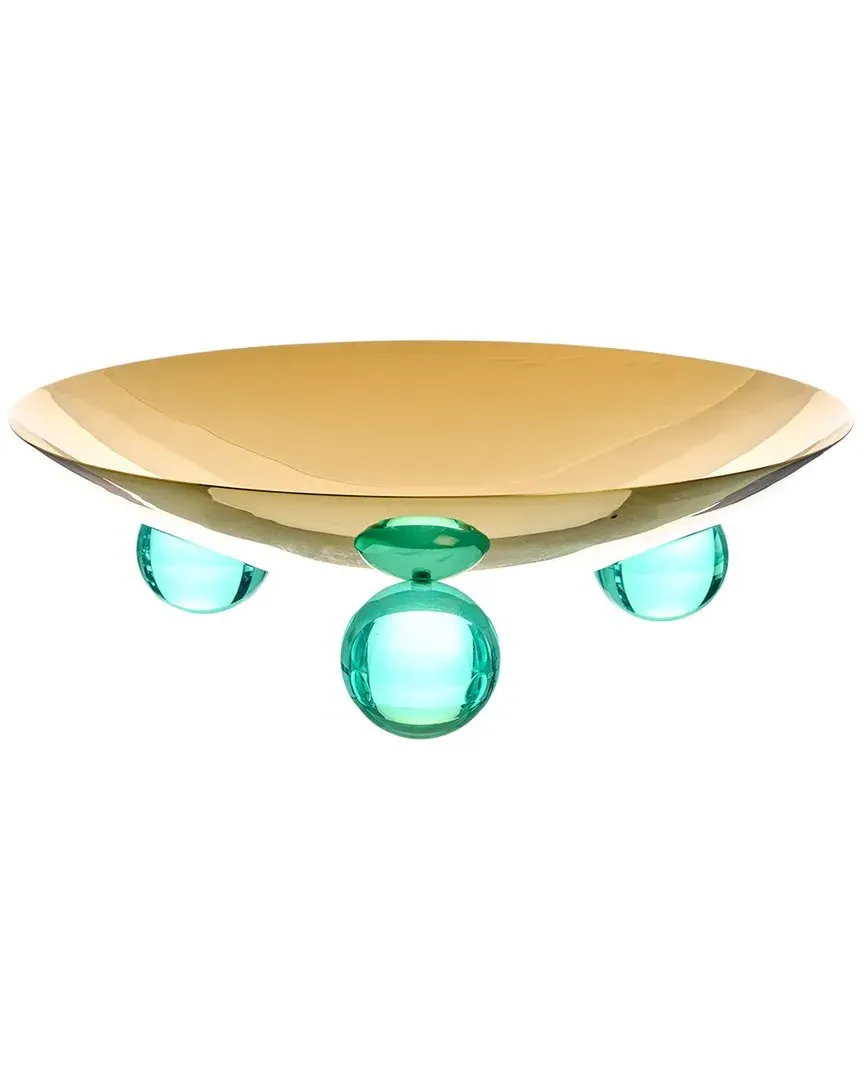 Globo Tripod Bowl - Green, Brass image