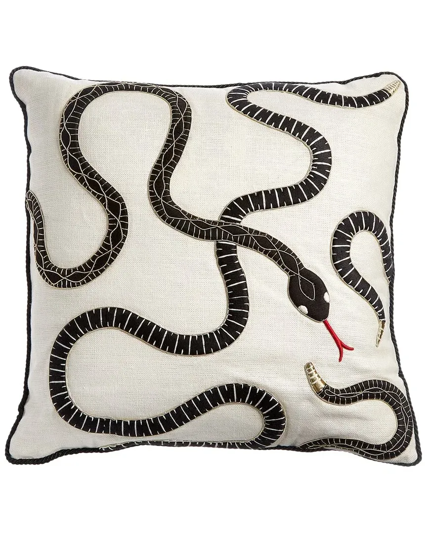 Kit Us Eden Square Pillow - White/Black, Linen image