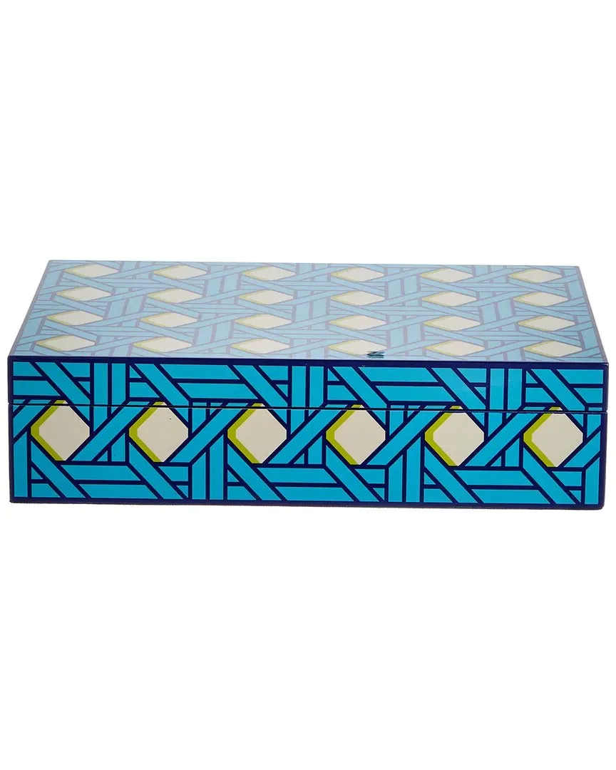 Large Basketweave Lacquer Box - Blue