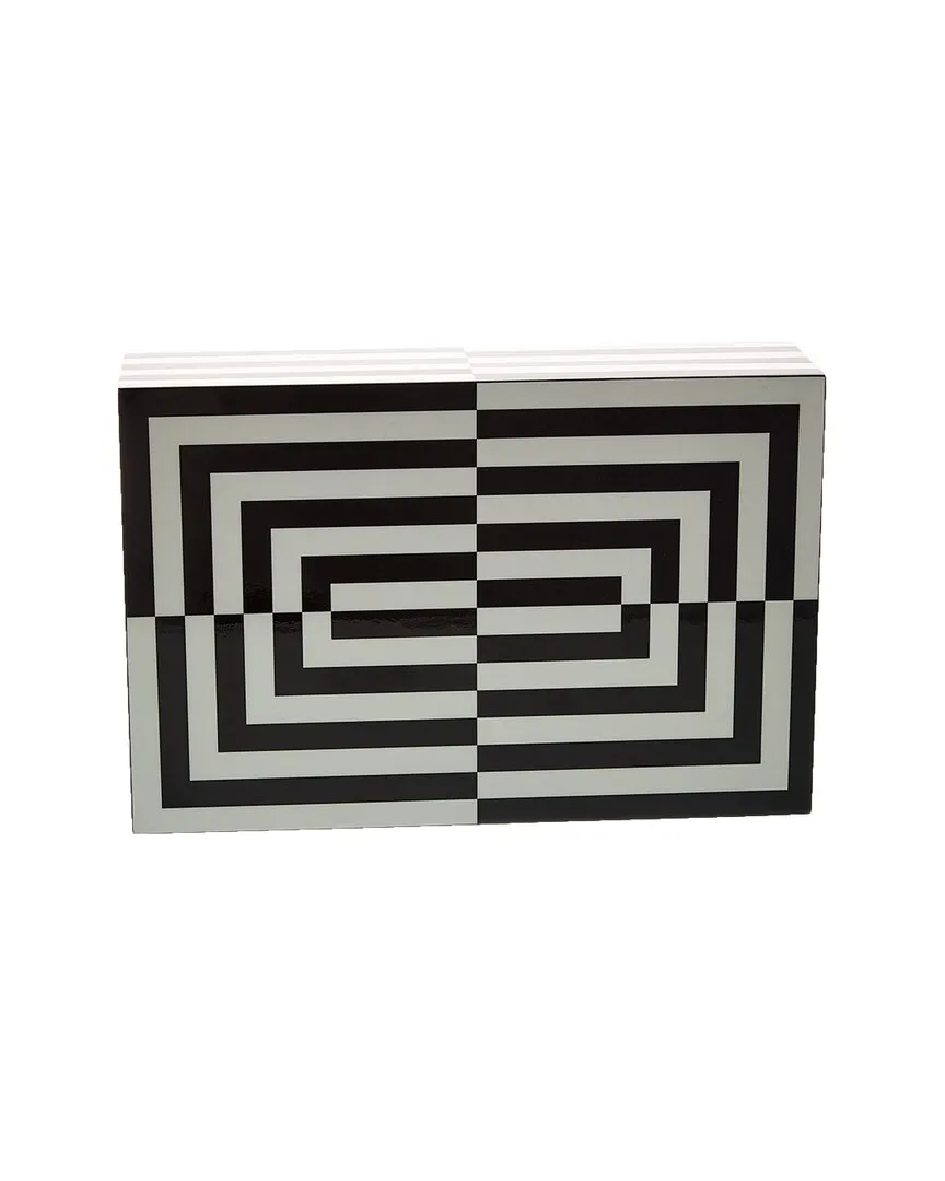 Large Op Art Lacquer Box - Black