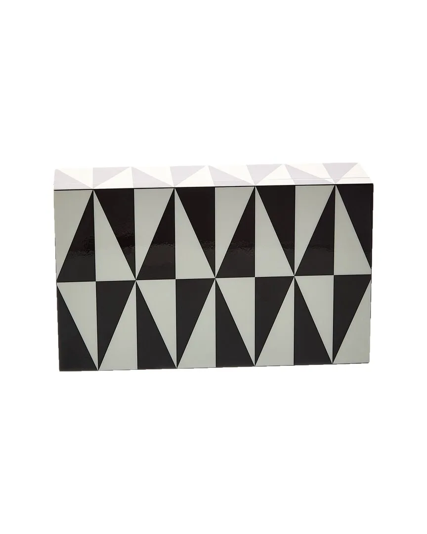 Medium Op Art Lacquer Box - Black