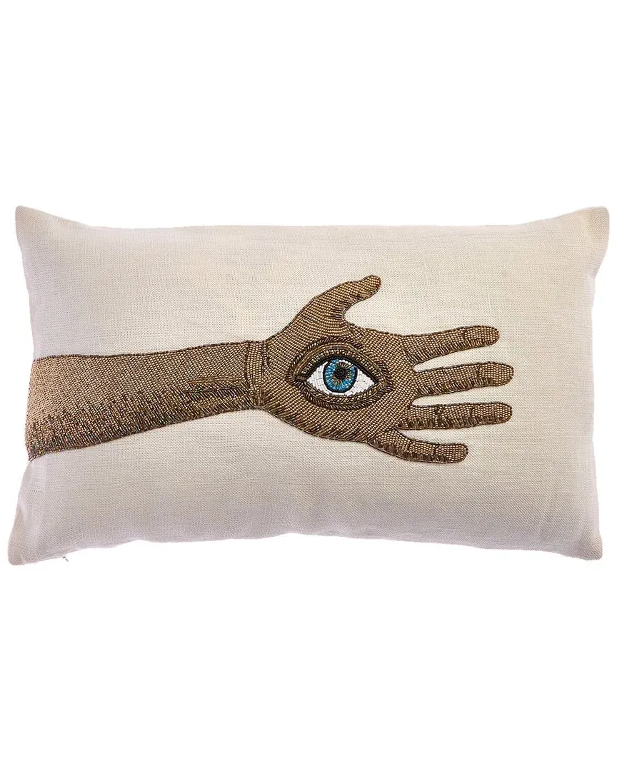 Palmistry Beaded Pillow - Flax image