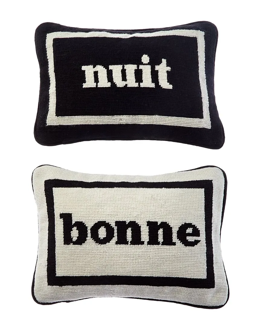 US Kit Bonne Nuit Needlepoint Pillow Set - White, Wool