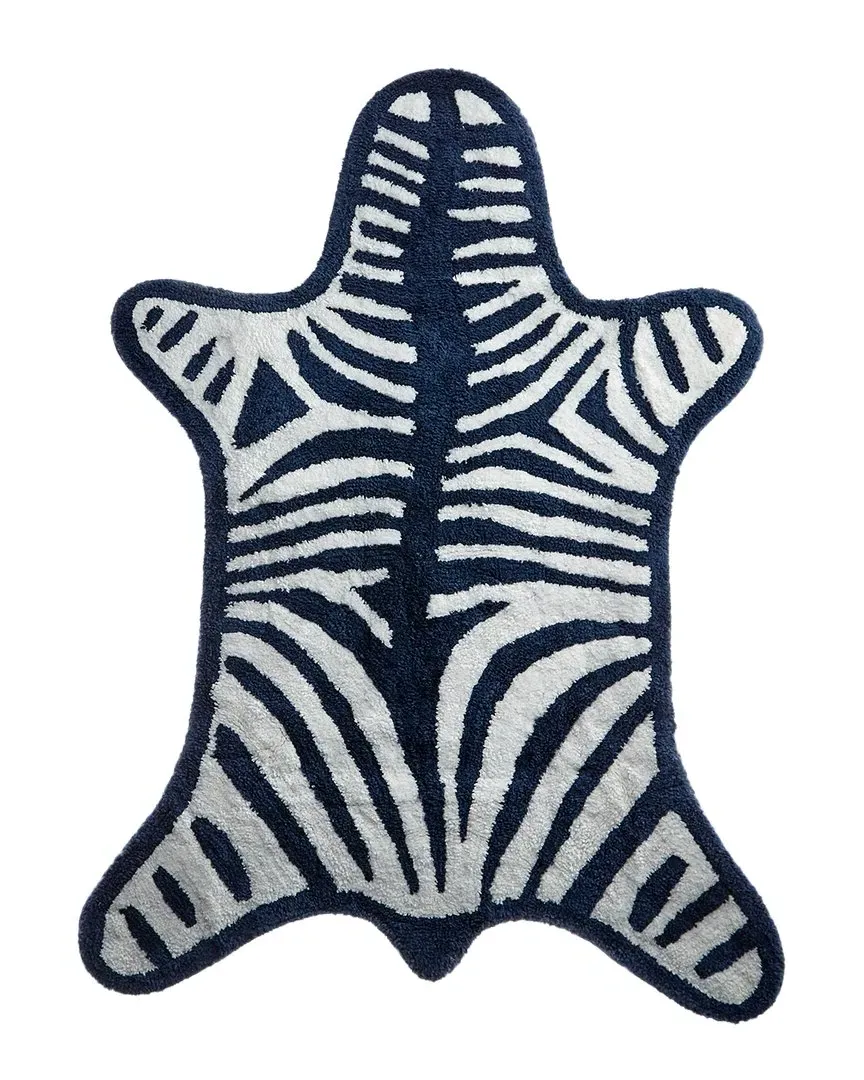 Zebra Reversible Bath Mat - Navy, Cotton