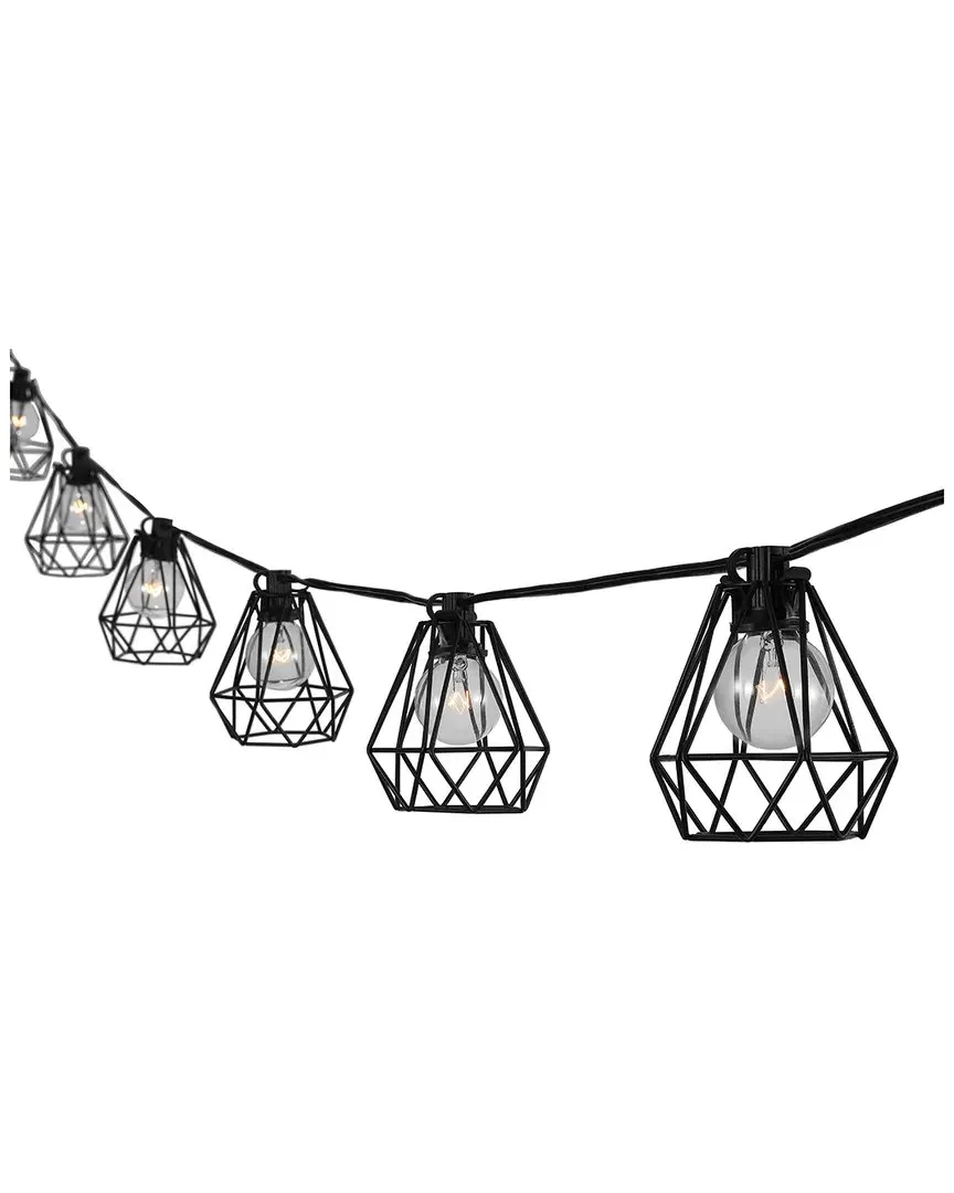 10-Light Outdoor G40 String Lights with Diamond Cage - Black image