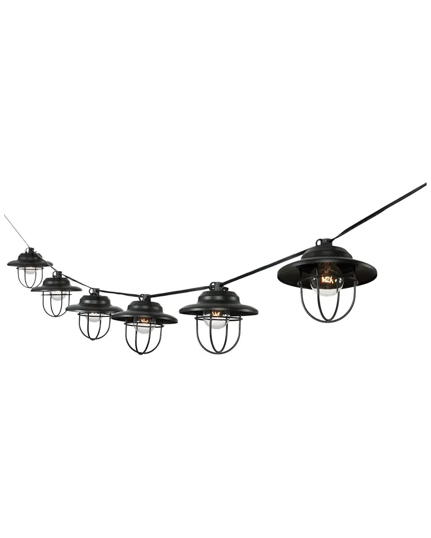 10-Light Outdoor G40 String Lights with Metal Cage - Black