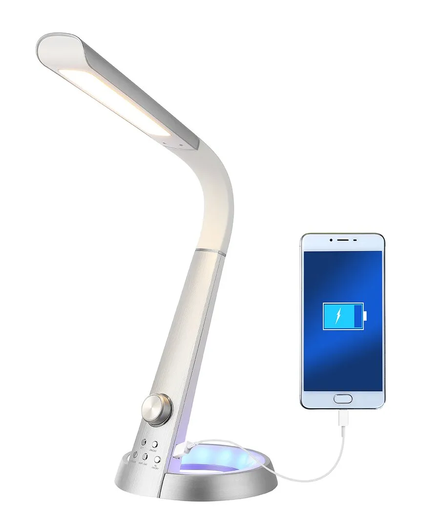Adjustable Head Dimmable USB Charging LED Task Lamp - Silver image