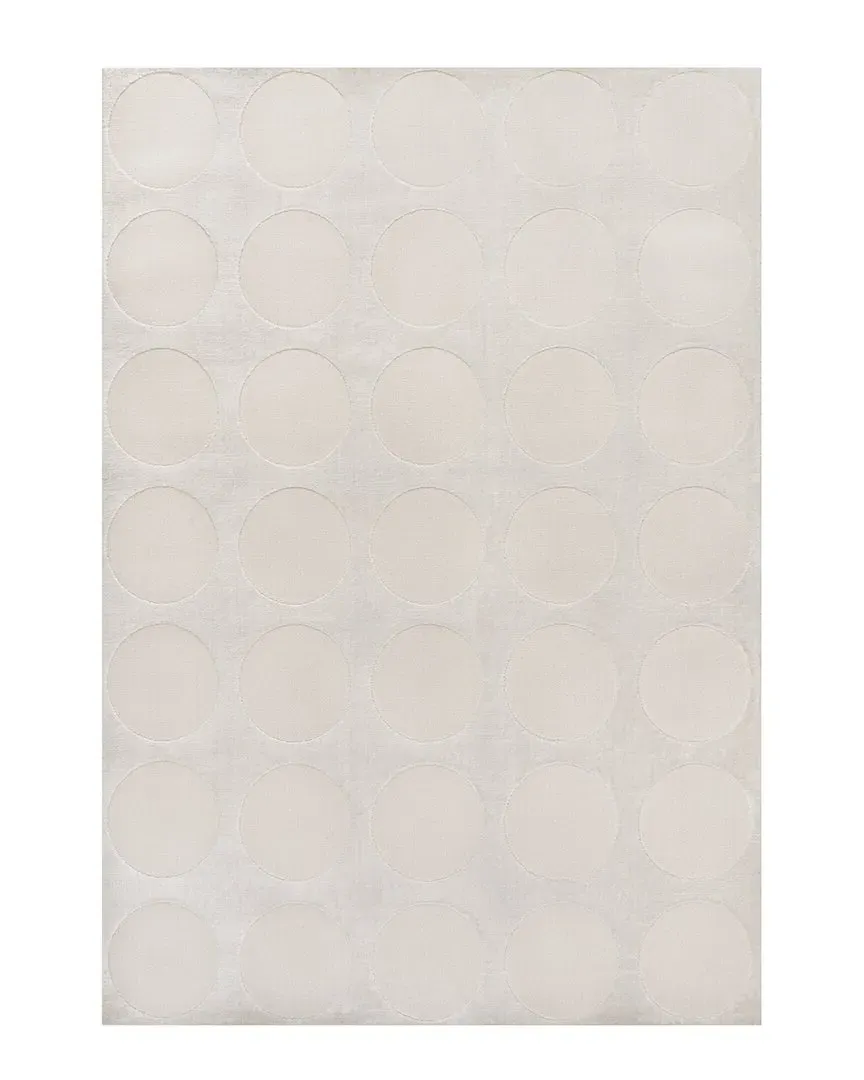 Adrian Geometric Circle Dot Area Rug - White, Polyester