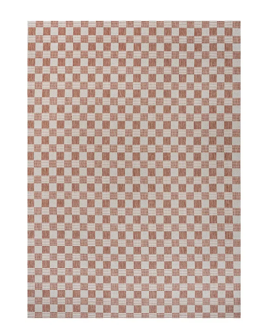 Aimee Checkerboard Indoor/Outdoor Area Rug - Salmon