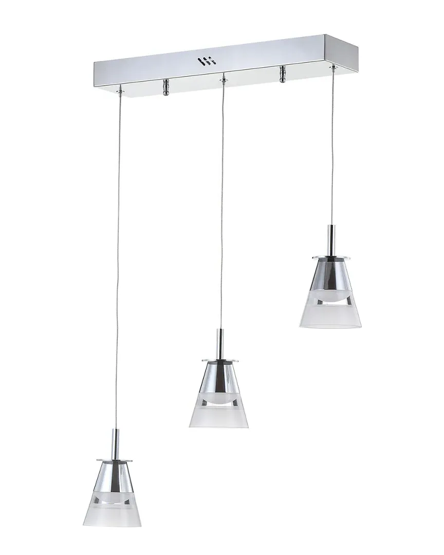 Alain 19.5in 3-Light Cascading LED Pendant - Chrome