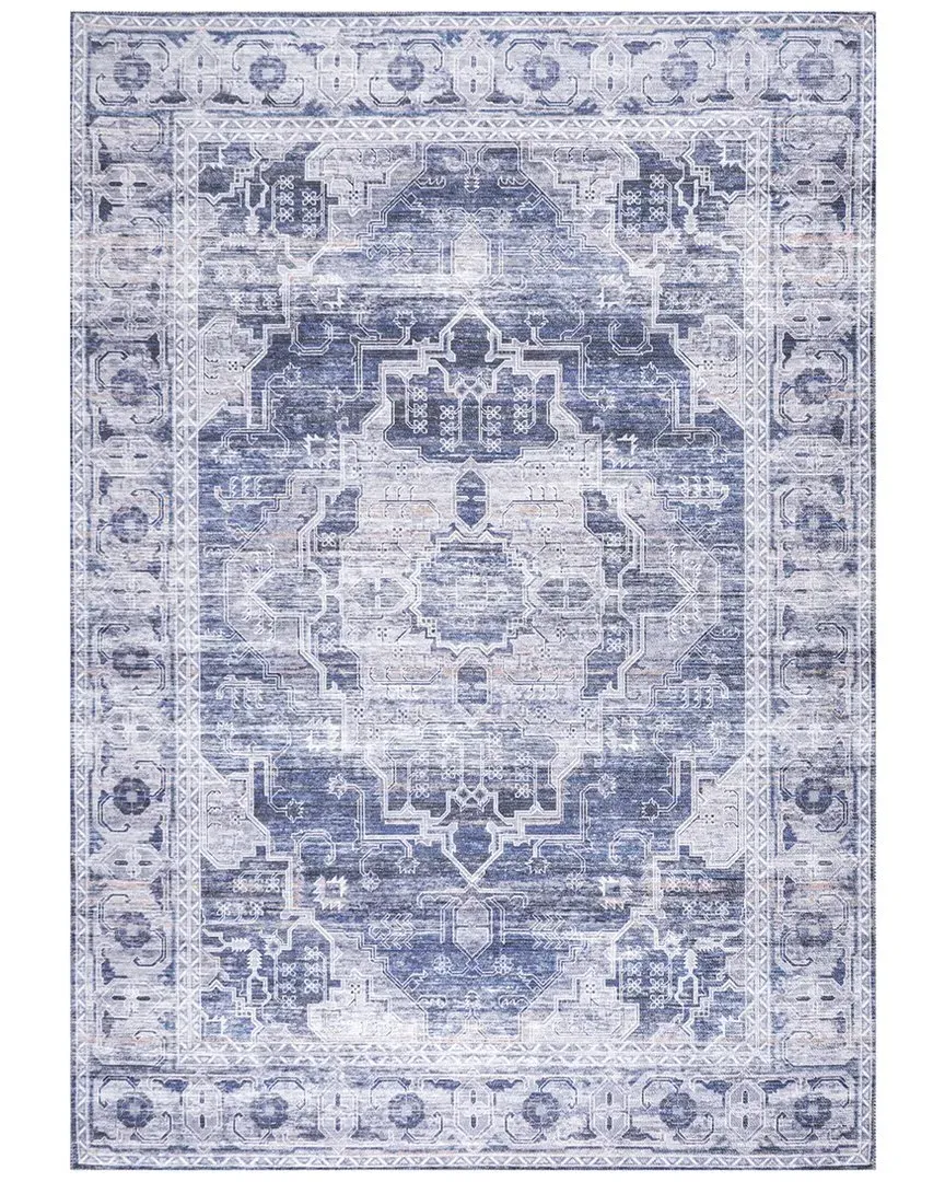 Alanya Medallion Machine Washable Rug - Navy