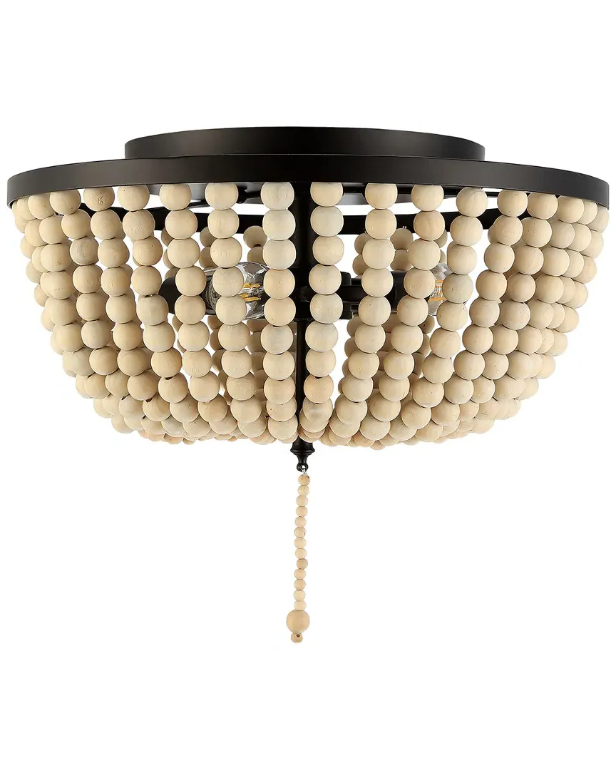 Allison 15in Wood Beaded Flush Mount - Oil Rubbed Bronze image
