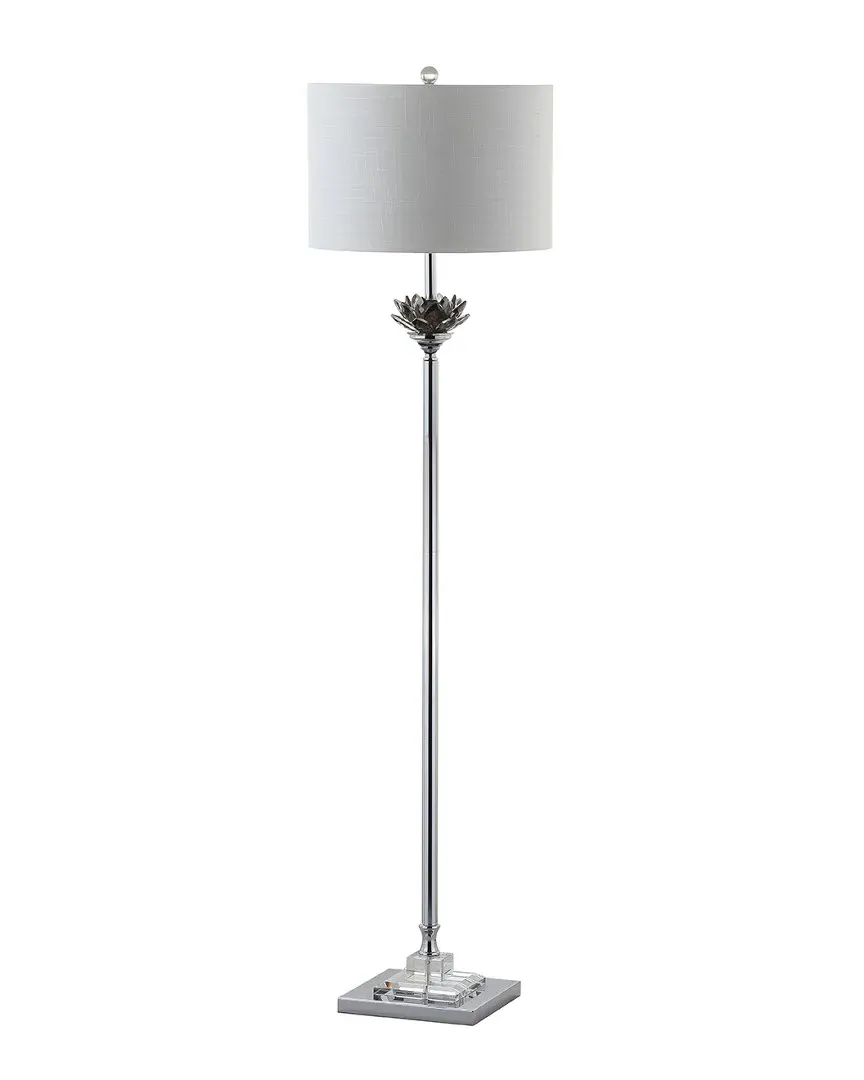Amelia Lotus 59in Crystal Metal LED Floor Lamp - Chrome
