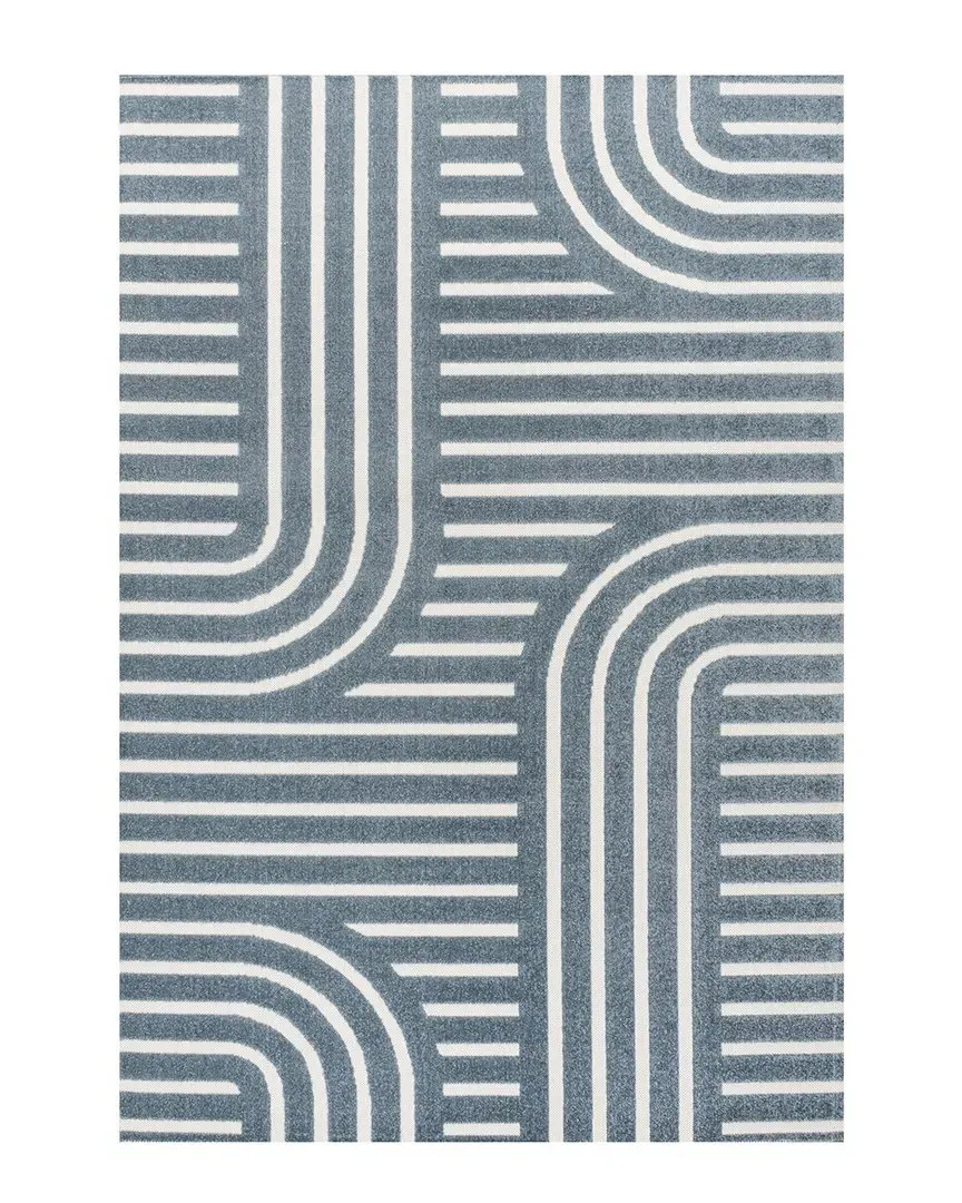 Anders High-Low Arch Stripe Indoor/Outdoor Area Rug - Navy