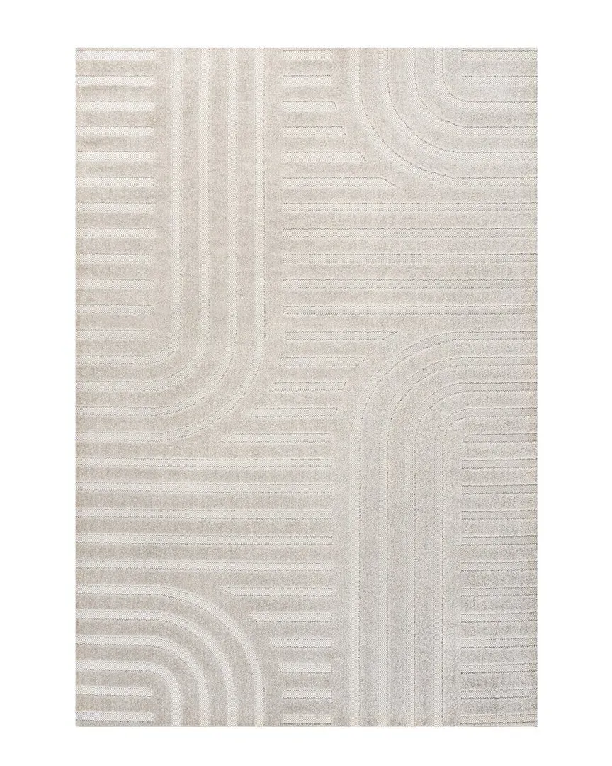 Anders High-Low Arch Stripe Indoor/Outdoor Area Rug - White