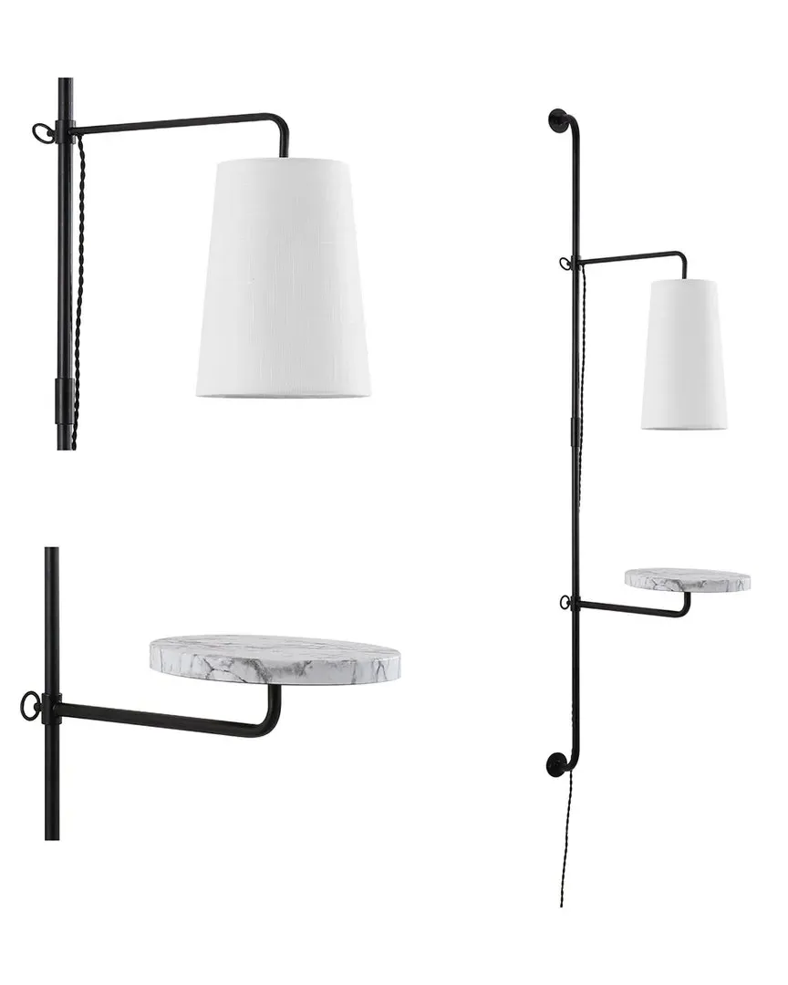 Andre Plug-In LED Sconce with White Marble Table - Black image