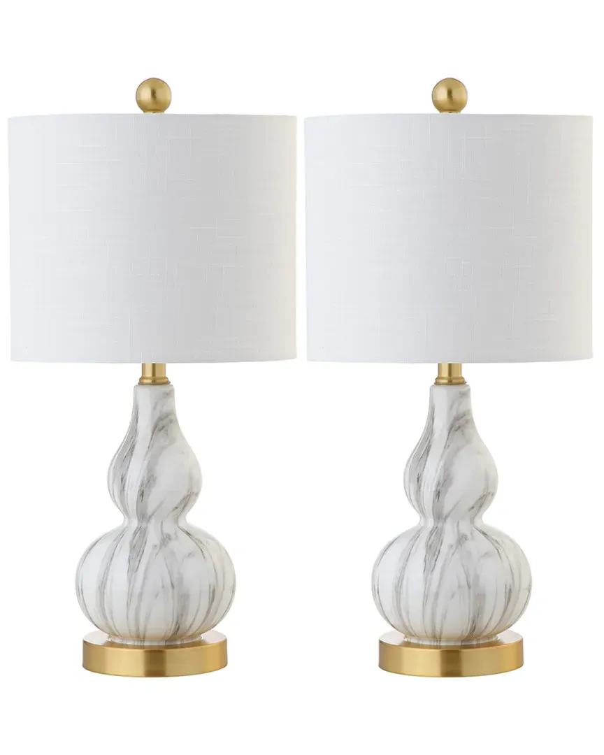 Anya Set of Two Mini Glass Table Lamps - Black White