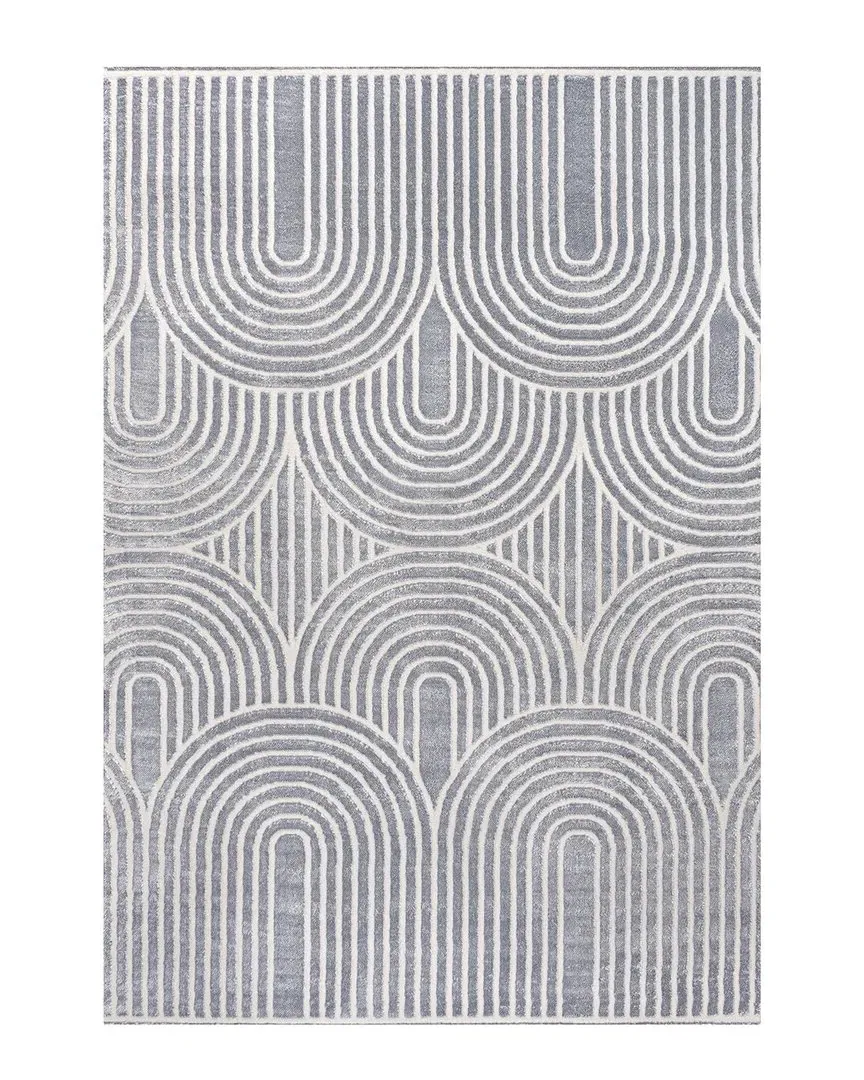 Ariana Art Deco Striped Arches Area Rug - Blue, Polyester image