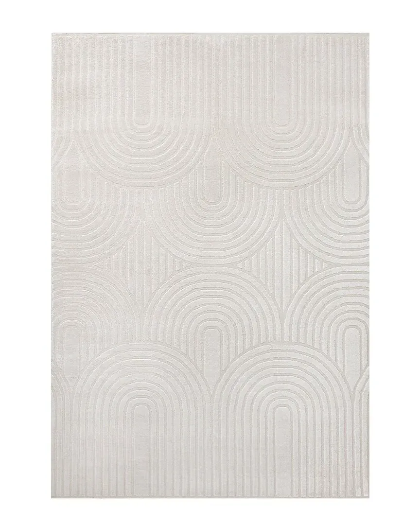 Ariana Art Deco Striped Arches Area Rug - White, Polyester