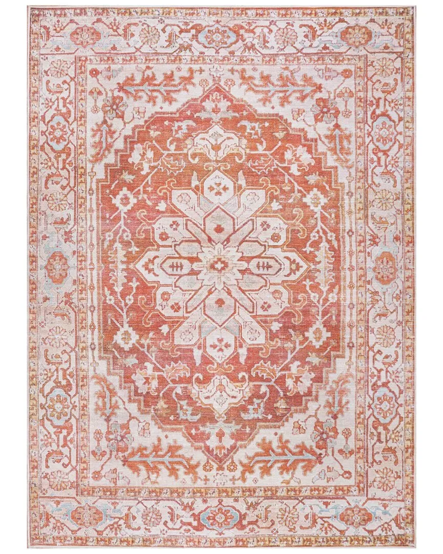 Asa Medallion Machine-Washable Rug - Orange