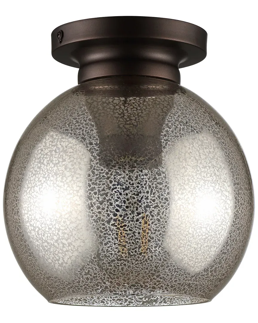 Atlas 7.75in LED Flush Mount - Oil Rubbed Bronze, Mercury Glass