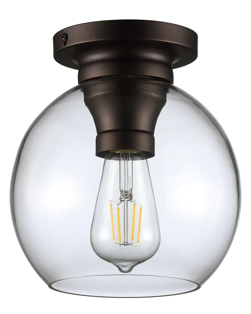 Atlas 7.75in LED Flush Mount - Oil Rubbed Bronze, Metal Glass