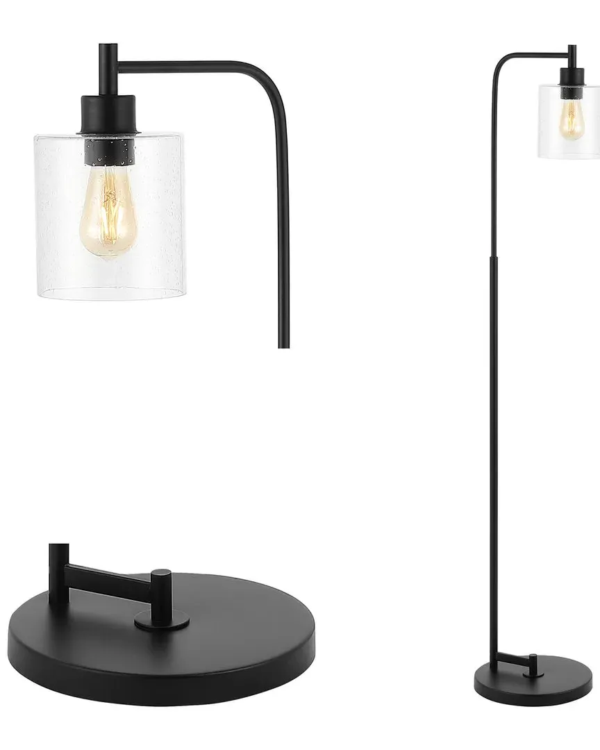 Axel 60" Floor Lamp with Seeded Glass - Black, Iron image
