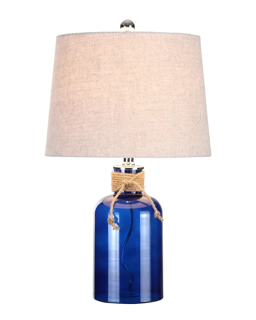 Azure Glass Bottle LED Table Lamp - Cobalt, Glass