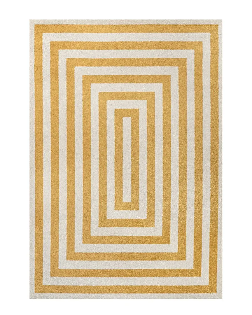 Bandol Mitre Stripe Area Rug - Yellow, Polypropylene