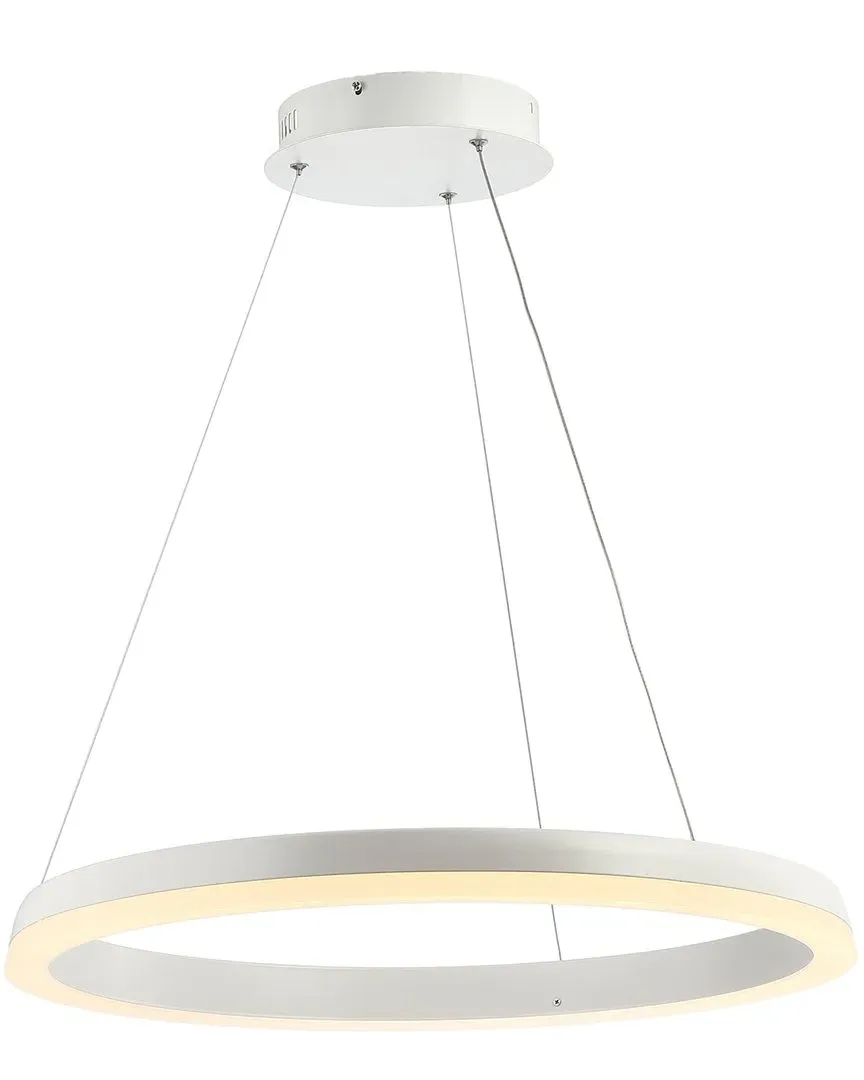 Baxter Integrated LED Metal Hoop Pendant - Matte White, Metal