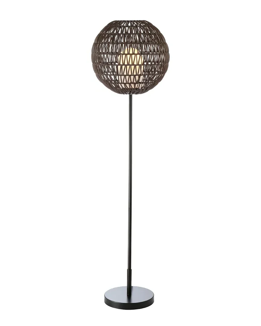 Bea 61in Outdoor Woven Globe LED Floor Lamp - Coffee
